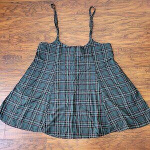 Hot Topic SOCIAL COLLISION Green Plaid High-Waisted Suspender Skirt sz XXL 2X